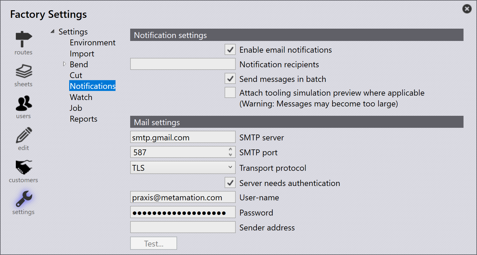 Notification settings
