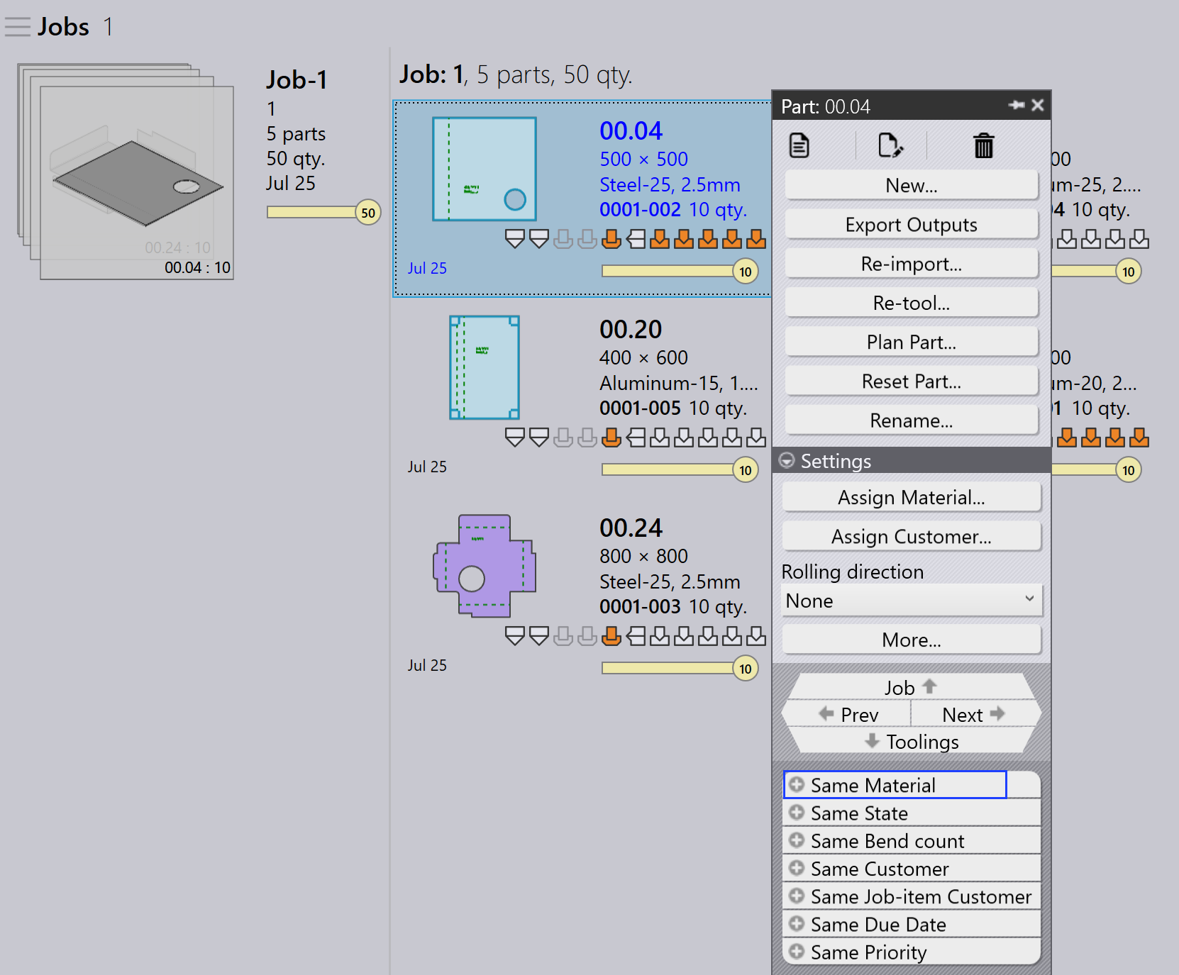 Plan job for cutting