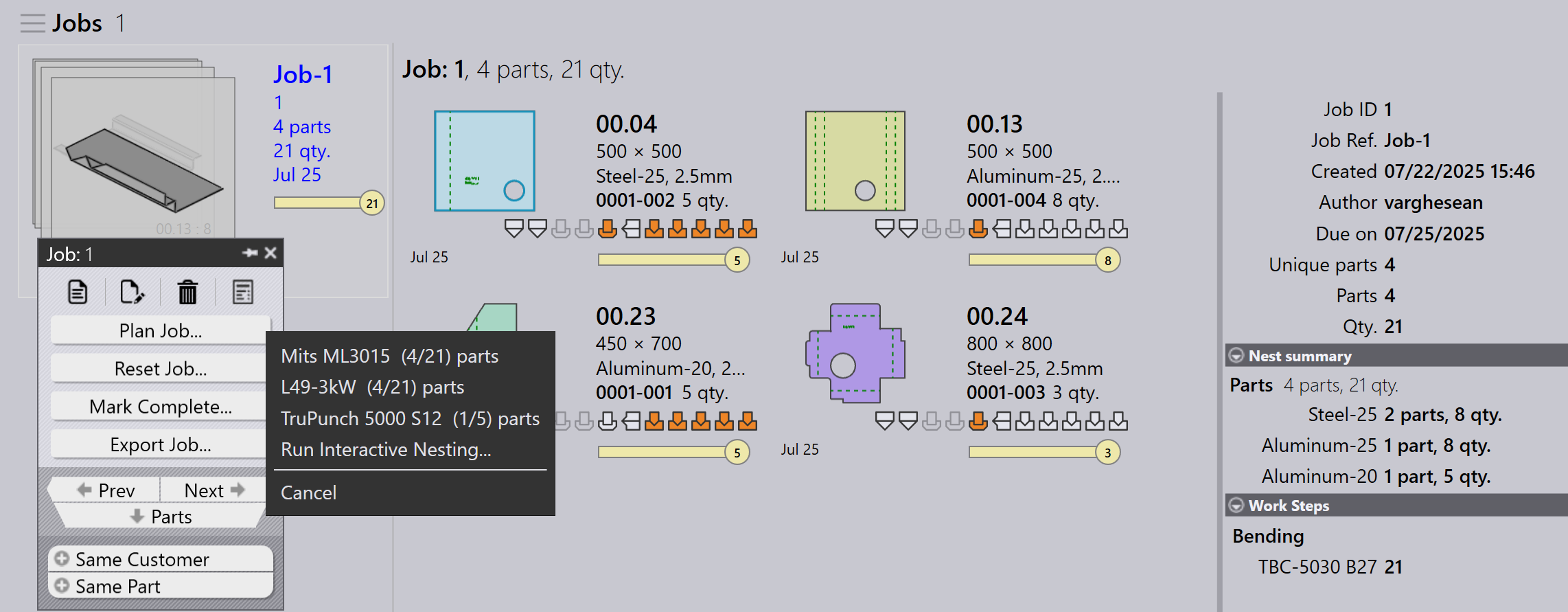 Interactive nesting
