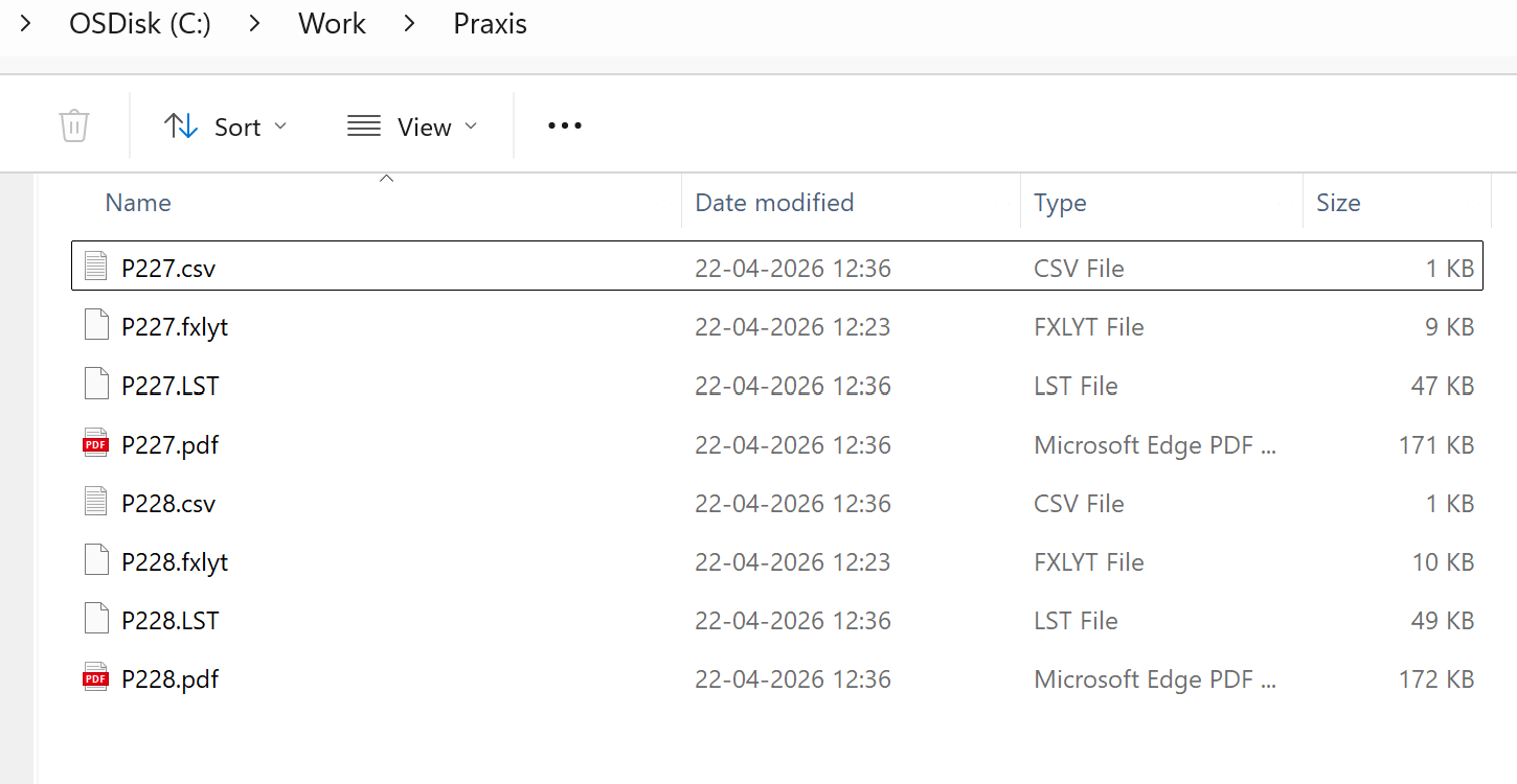 Exported output files