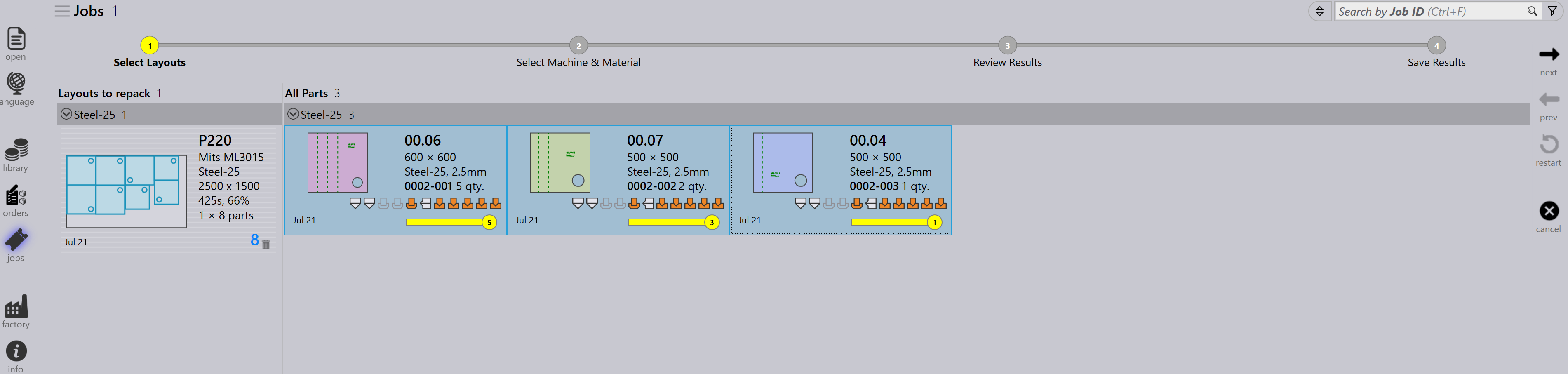Layouts window
