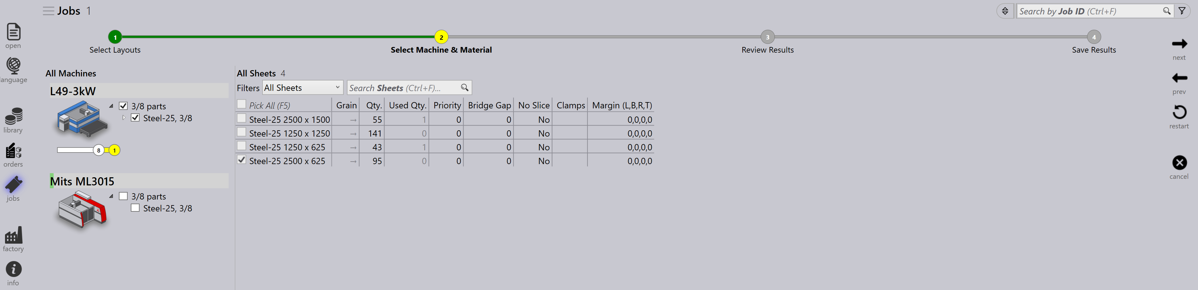 Layouts window