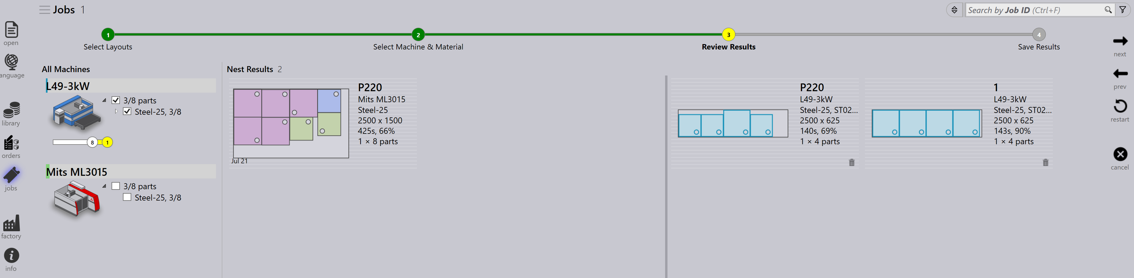 Layouts window