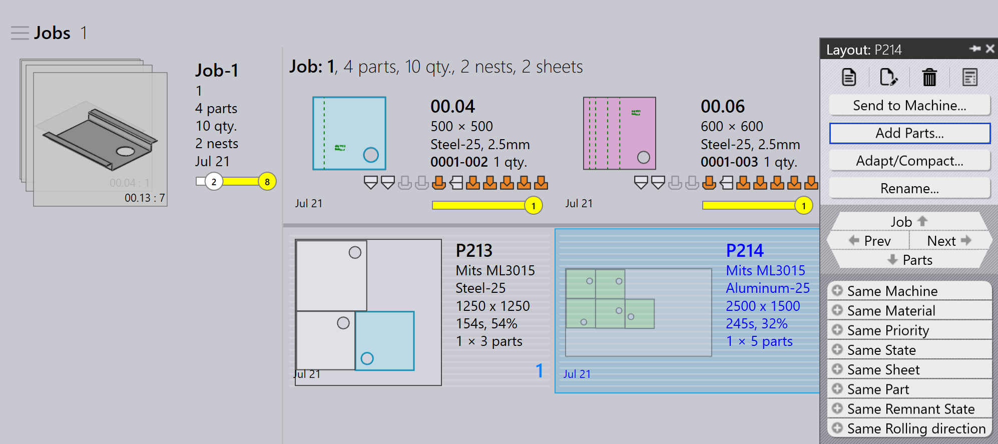 Add parts