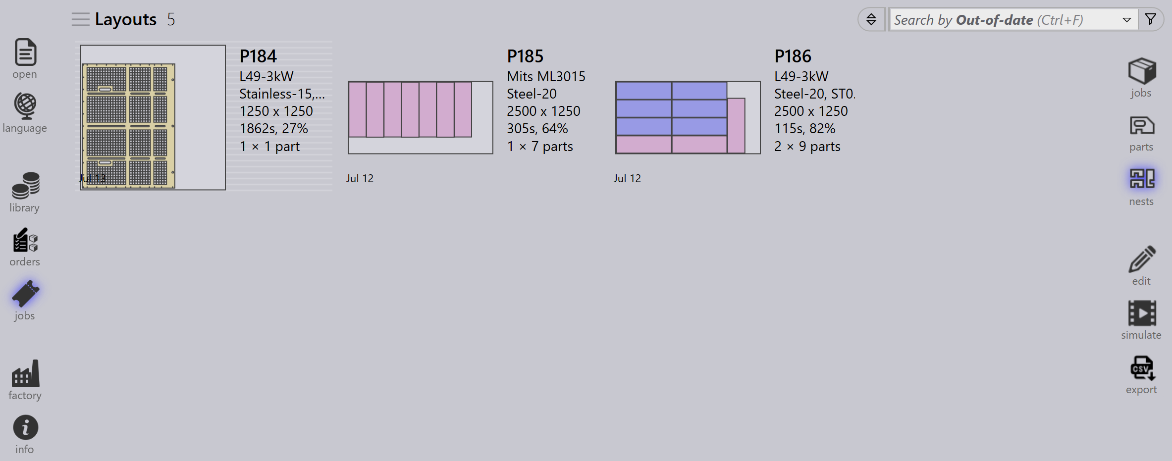 Layouts window