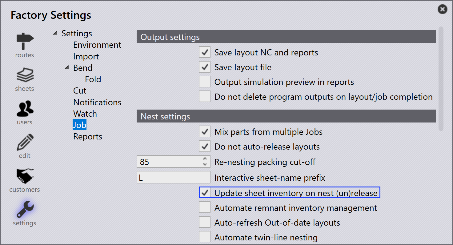 Update sheet inventory