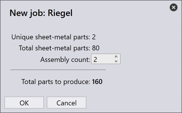New job dialog
