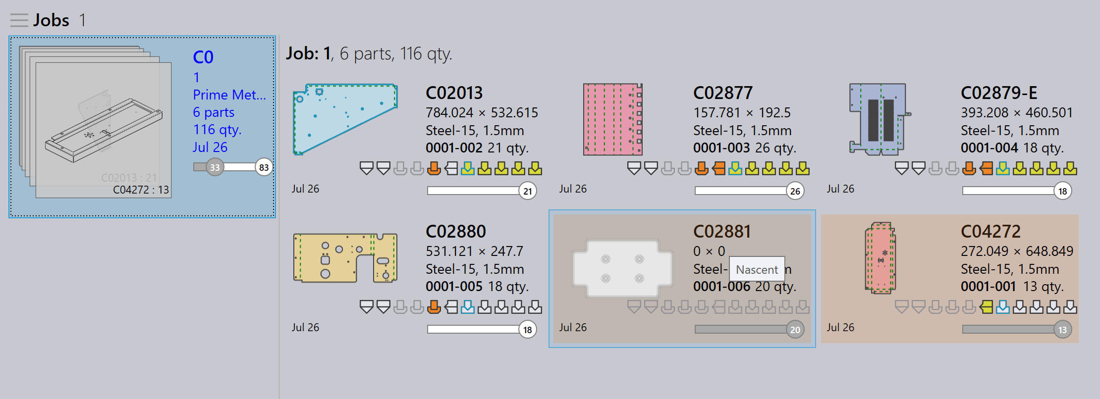 Nascent parts