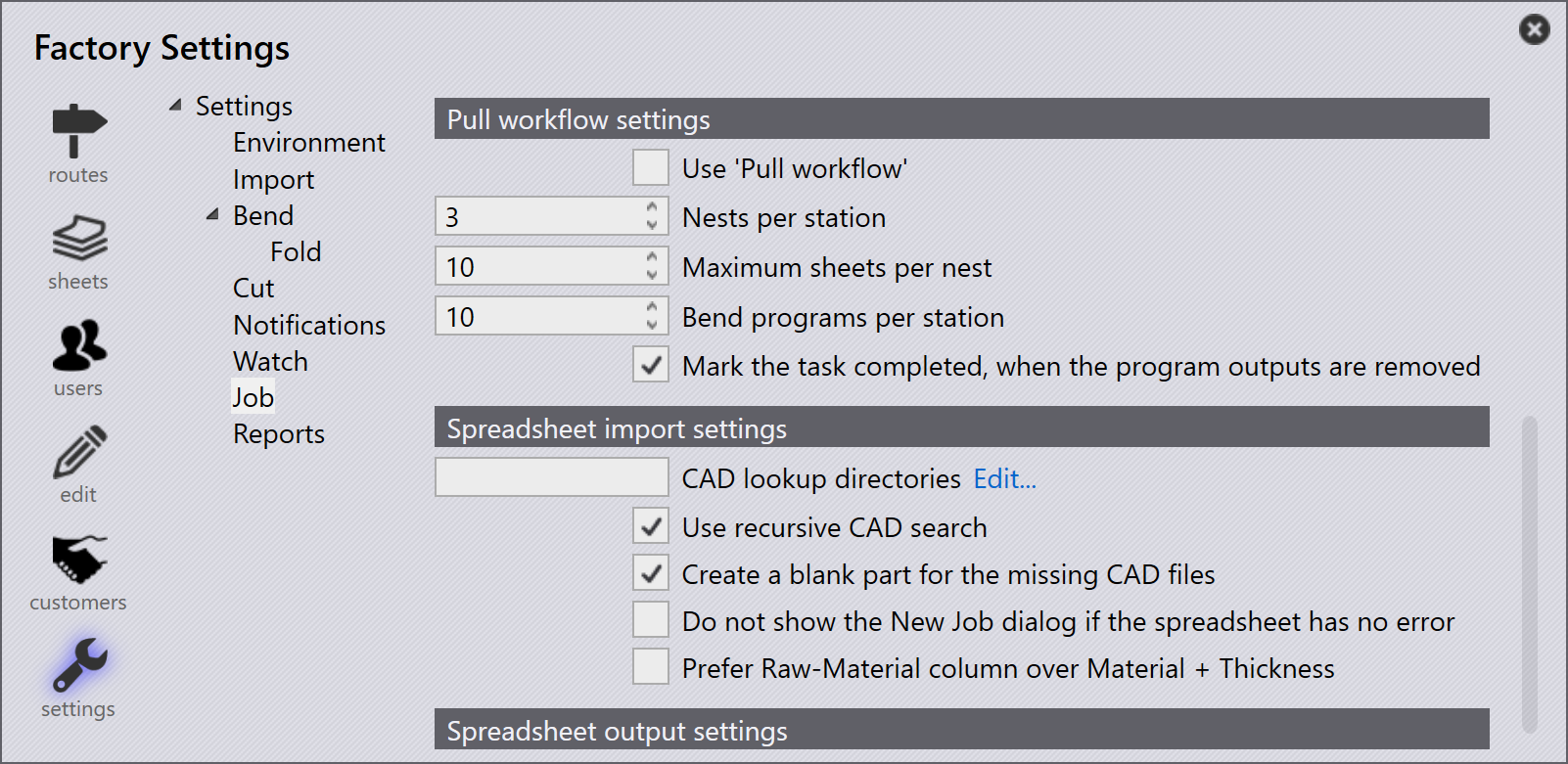 Spreadsheet import