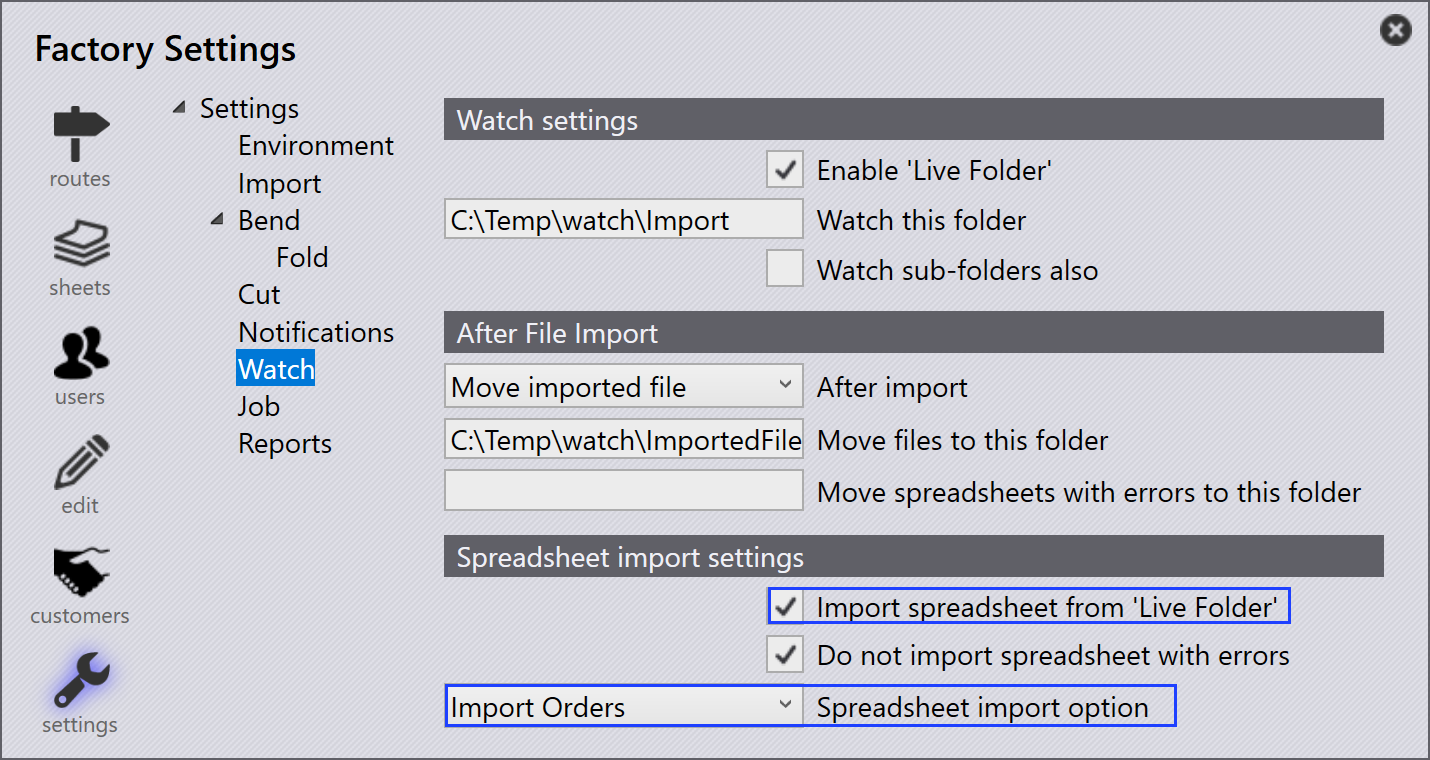 Spreadsheet Order